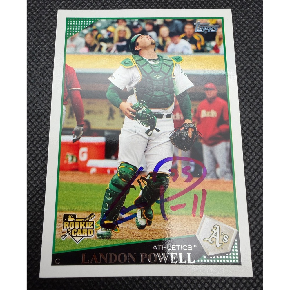 Landon Powell 2009 Topps Update‎ RC #UH193 Oakland Athletics Signed Auto Card